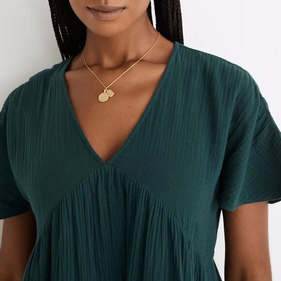 Madewell Lightspun Popover Tiered Mini Dress in Teal Gauzy Dress Women's XS $98 - Picture 3 of 9